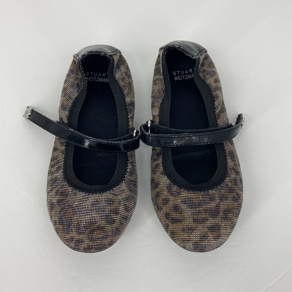 Stuart Weitzman Pali Casey Toddler Girl Sz 11 Leopard Print Ballet Flats Shimmer